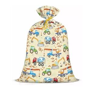 Loveinside Extra Large Plastic Gift Bag Construction Trucks 56 x 36-in Gift Tag